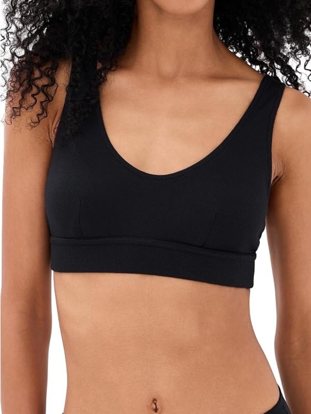 Commando Black Ribbed Scoop Bralette Size Large New